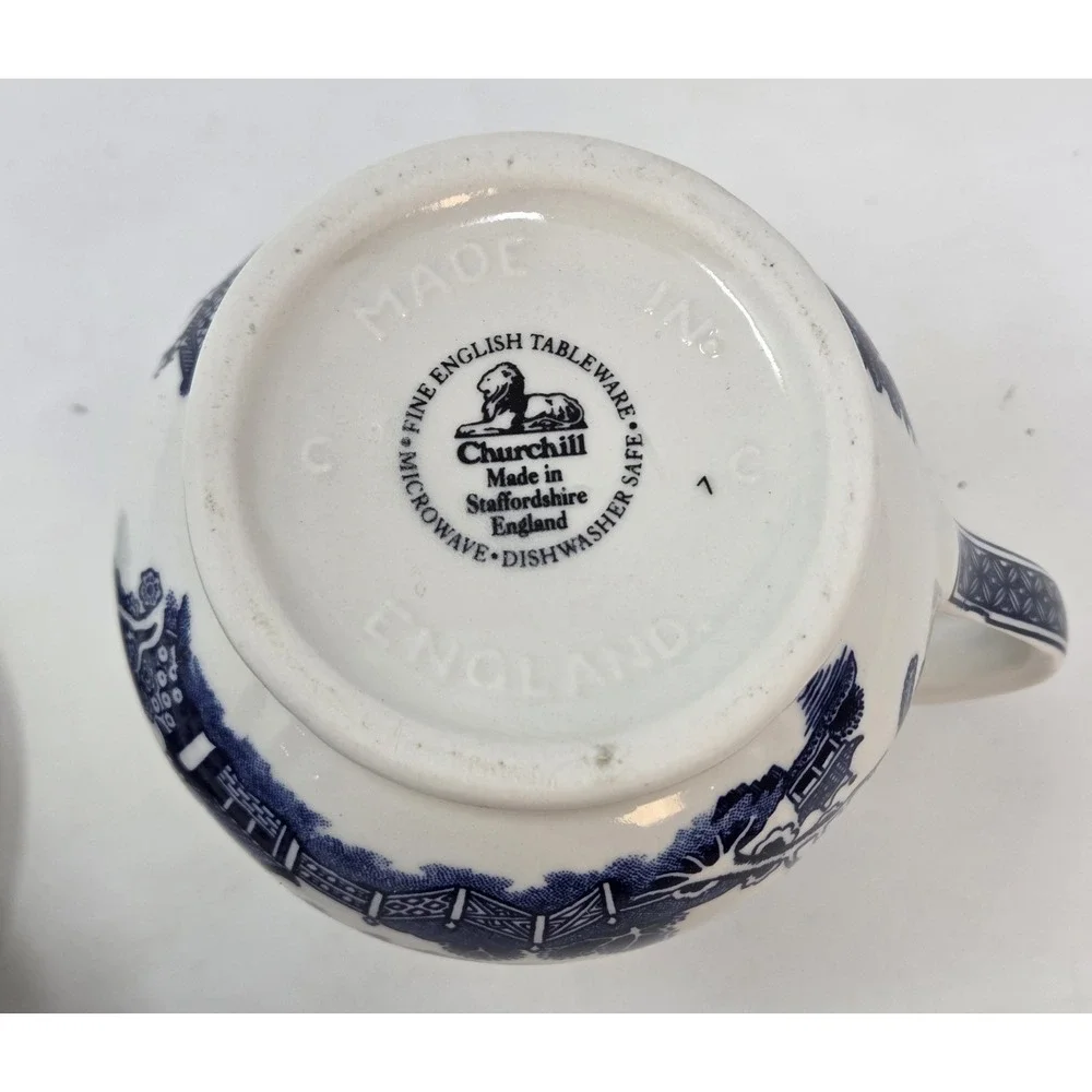 Churchill Blue Willow England Creamer Sugar Bowl Set New in Original Box